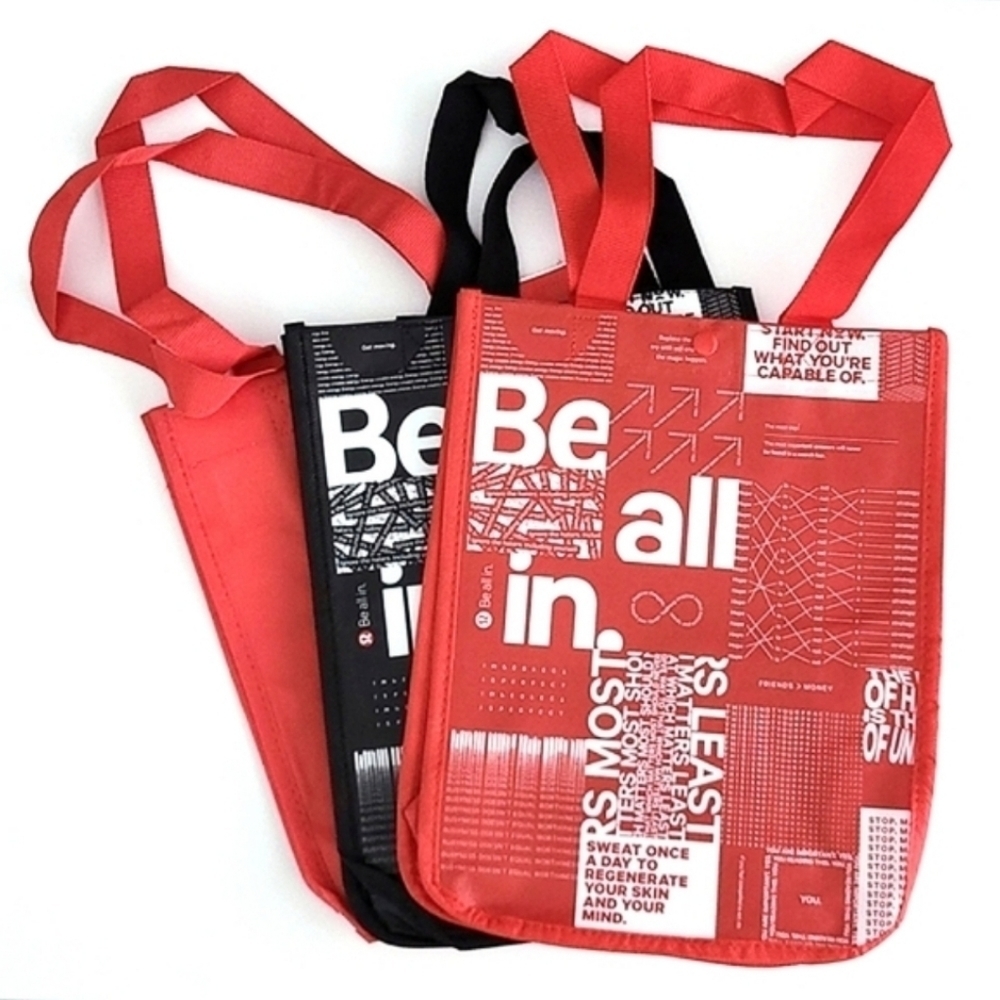 Lululemon 3 Reusable Totes Caryall Red  Black Be all in